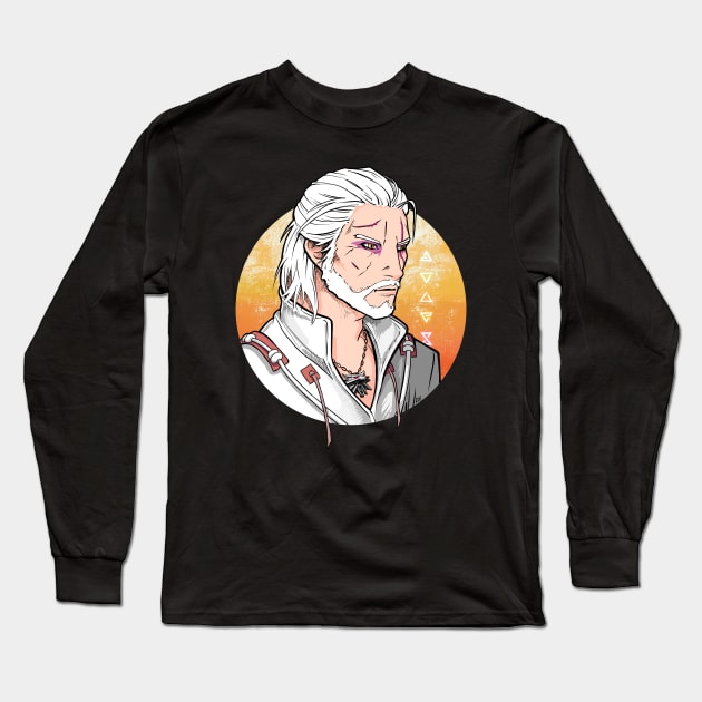 Witcher Geralt - Yellow Moon Long Sleeve T-Shirt by Lix